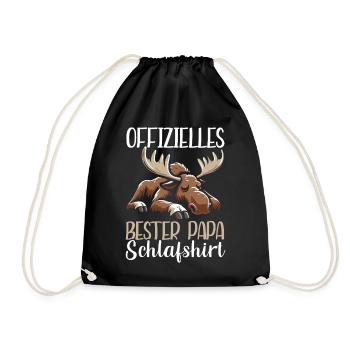 Offizielles Bester Papa Schlafshirt Elch Vatertag - Turnbeutel - Schwarz - Vorne
