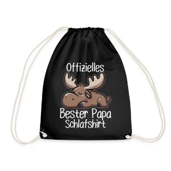 Offizielles Bester Papa Schlafshirt Elch Vatertag - Turnbeutel - Schwarz - Vorne