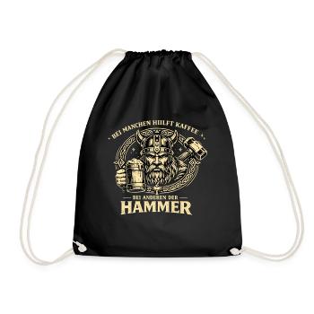 Coffee helps? Otherwise the hammer | Vikings - Drawstring Bag - black - Front