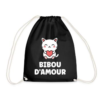 Chat cœur Bibou d'amour - Sac de sport léger - noir - Devant