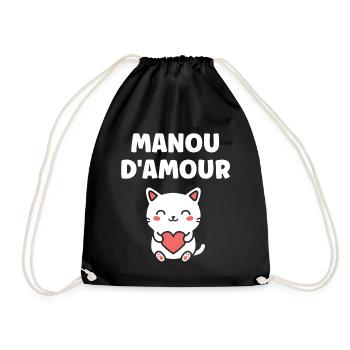 Manou d'Amour: Chat Coeur - Sac de sport léger - noir - Devant