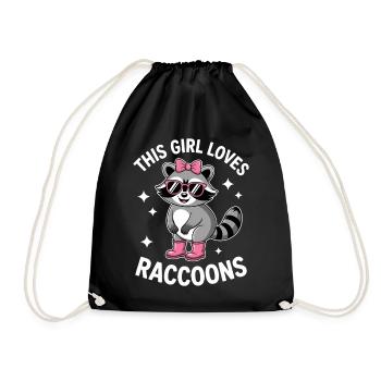 Raccoon Sayings Raccoon Joke Raccoon Gift - Drawstring Bag - black - Front