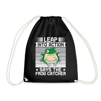 Frog Catcher Leap Into Action Frog - Drawstring Bag - black - Front