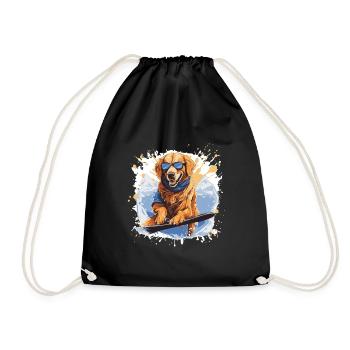 Golden Retriever Hund Snowboard - Turnbeutel - Schwarz - Vorne
