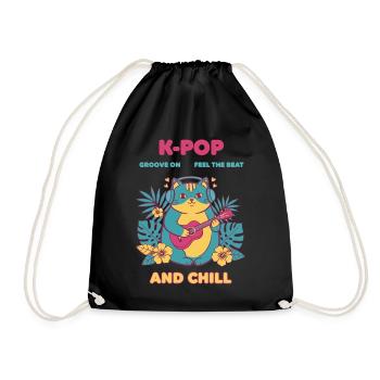 Groove K-POP sur Feel The Beat And Chill Cat - Sac de sport léger - noir - Devant