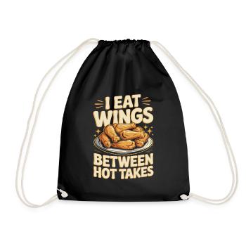 BBQ Wings Sports Evening Snack Motif - Drawstring Bag - black - Front