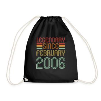 Legendary since February 2006, Retro, Geburtstag - Turnbeutel - Schwarz - Vorne