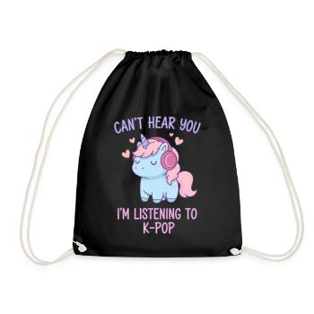 Je ne t’entends pas, j’écoute K-Pop Unicorn Korean - Sac de sport léger - noir - Devant