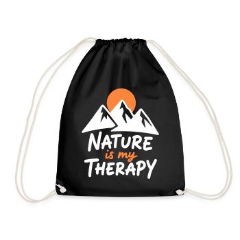Nature is my Therapy Mountains for Hikers - Drawstring Bag - black - Front