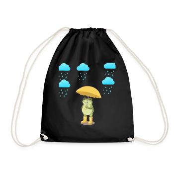 Frosch mit Regenschirm im Regen - Turnbeutel - Schwarz - Vorne