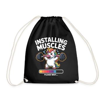 Unicorn lifts weights - Drawstring Bag - black - Front