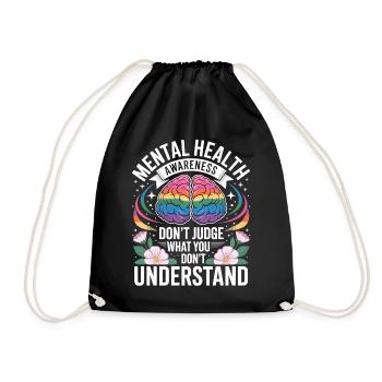 Mental Health Rainbow Brain - Drawstring Bag - black - Front