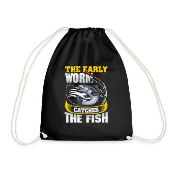 Angeln Angler Fische Fischer Sprüche Petri Heil - Turnbeutel - Schwarz - Vorne