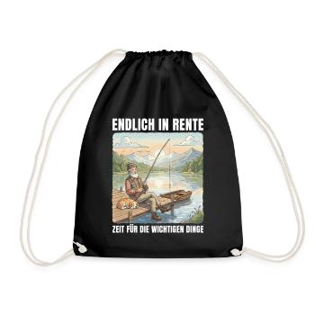 Retirement Time for Fishing - Retirement Gift - Drawstring Bag - black - Front