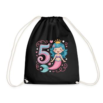 5e anniversaire de la Sirène 5 ans - Sac de sport léger - noir - Devant