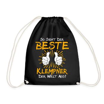 Klempner Geschenkidee - Turnbeutel - Schwarz - Vorne
