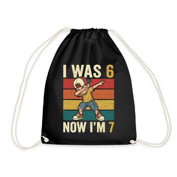 7th Birthday Boy 7 Years Old, I Was 6 Now In 7 - Drawstring Bag - black - Front