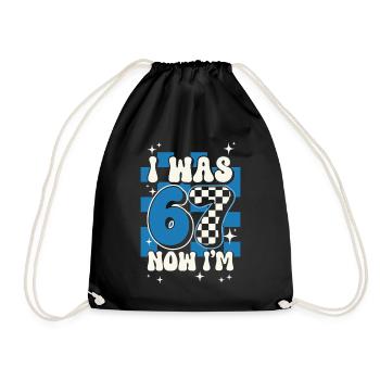 7th Birthday Boy 7 Years Old, I Was 6 Now In 7 - Drawstring Bag - black - Front