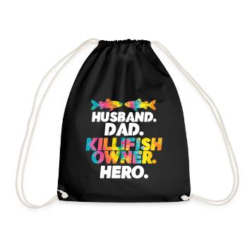 Toothcarp Killfish Toothballs Husband Dad - Drawstring Bag - black - Front