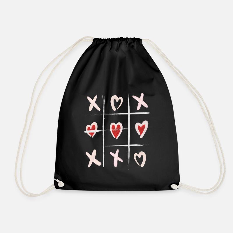 Herz Tic Tac Toe Liebe Illustration - Turnbeutel - Schwarz