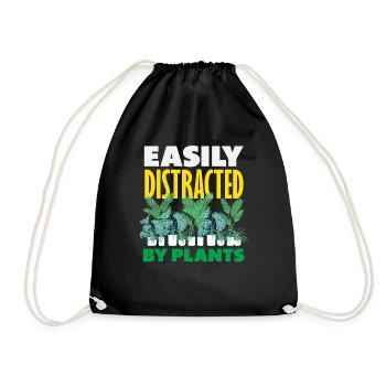 Plant lovers distracted by plants - Drawstring Bag - black - Front