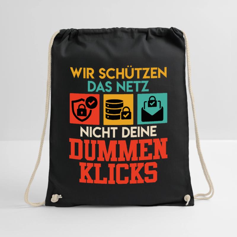 Coder WE DON'T USE THE NET YOUR STUPID CLICKS Drawstring Bag