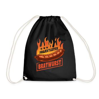 Project Manager Bratwurst | Grilling Flames Cult - Drawstring Bag - black - Front