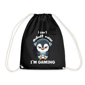 Je ne peux pas être adulte maintenant, je joue drôle, joueur drôle, Pingouin - Sac de sport léger - noir - Devant