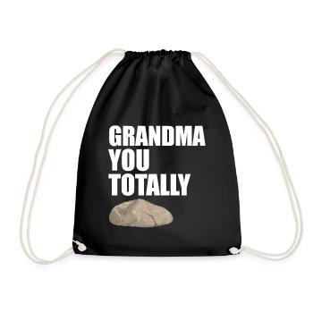 Grannysaur Funny Pink Dinosaur Grandma Art - Drawstring Bag - black - Front