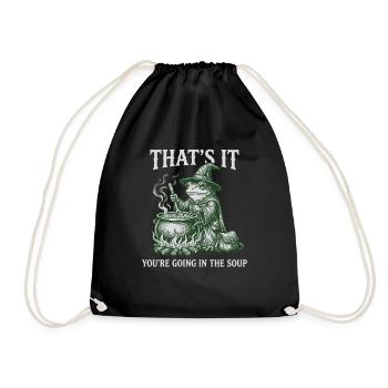 Frog Wizard – You're going in the Soup Design - Drawstring Bag - black - Front