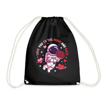 Ich liebe dich bis zum Mond und zurück, Astronaut Valentine - Turnbeutel - Schwarz - Vorne