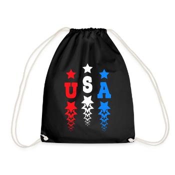 USA Star Monogram United States Of America  - Drawstring Bag - black - Front