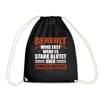 Gleitschirm GEHEULT WIRD ERST WENN ES BLUTET - Turnbeutel - Schwarz - Vorne