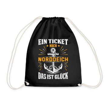 Nordsee Urlaub EIN TICKET NACH NORDDEICH Lustig - Turnbeutel - Schwarz - Vorne