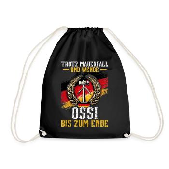 Trotz Mauerfall Und Wende Ossi Bis Zum Ende - Turnbeutel - Schwarz - Vorne