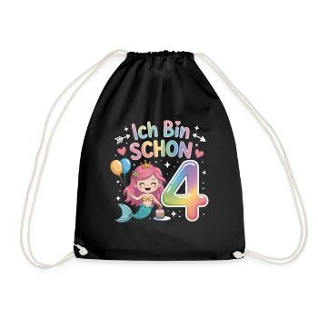 I'm already 4 Mermaid Birthday - Drawstring Bag - black - Front