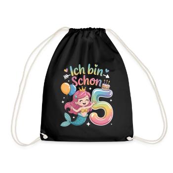 I'm already 5 Mermaid Birthday - Drawstring Bag - black - Front