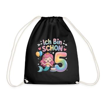 I'm already 5 Mermaid Birthday - Drawstring Bag - black - Front