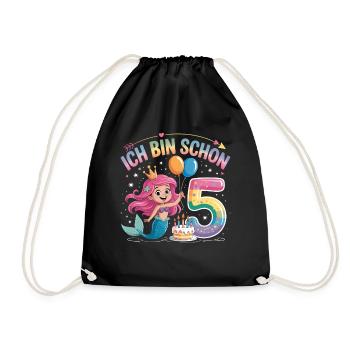 I'm already 5 Mermaid Birthday - Drawstring Bag - black - Front