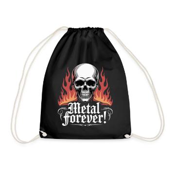 Metal Forever Skull Flame - Drawstring Bag - black - Front