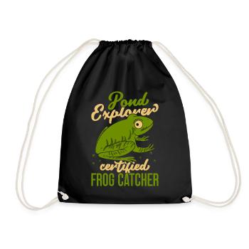 Frog Catcher Pond Explorer Certified Frog - Drawstring Bag - black - Front
