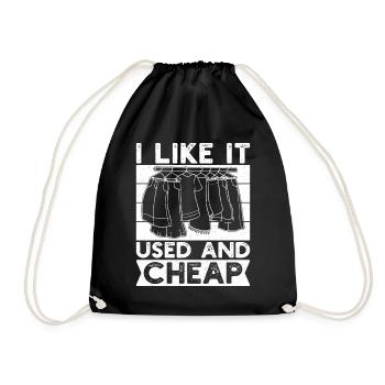Thrift Shop I Like It Used & Cheap Love Thrifting - Drawstring Bag - black - Front