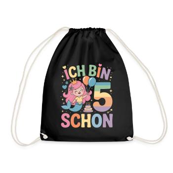 I'm already 5 Mermaid Birthday - Drawstring Bag - black - Front
