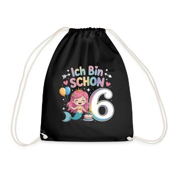 I'm already 6 Mermaid Birthday - Drawstring Bag - black - Front