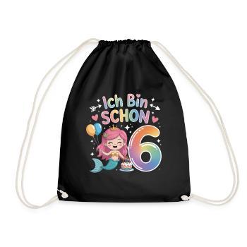 I'm already 6 Mermaid Birthday - Drawstring Bag - black - Front