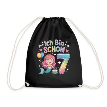 I'm already 7 Mermaid Birthday - Drawstring Bag - black - Front