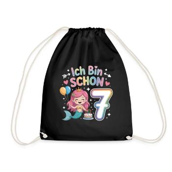 I'm already 7 Mermaid Birthday - Drawstring Bag - black - Front