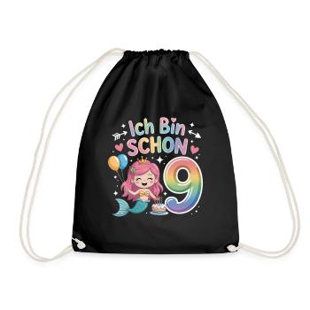 I'm already 9 Mermaid Birthday - Drawstring Bag - black - Front