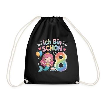 I'm already 8 Mermaid Birthday - Drawstring Bag - black - Front