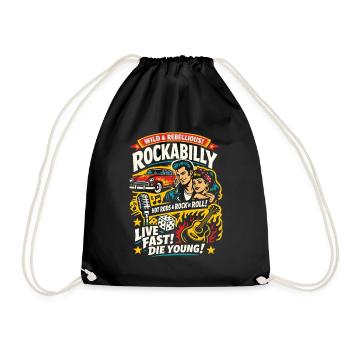 Rockabilly Vintage 50s Rock & Roll - Turnbeutel - Schwarz - Vorne